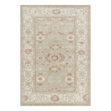 Rug & Kilim’S Oushak Style Rug In Green And Cream With Floral Patterns