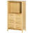 Bamboo Floor Cabinet Bathroom Floor Cabinet Living Room Organizer Tower With Multiple Shelves And Doors, Natural