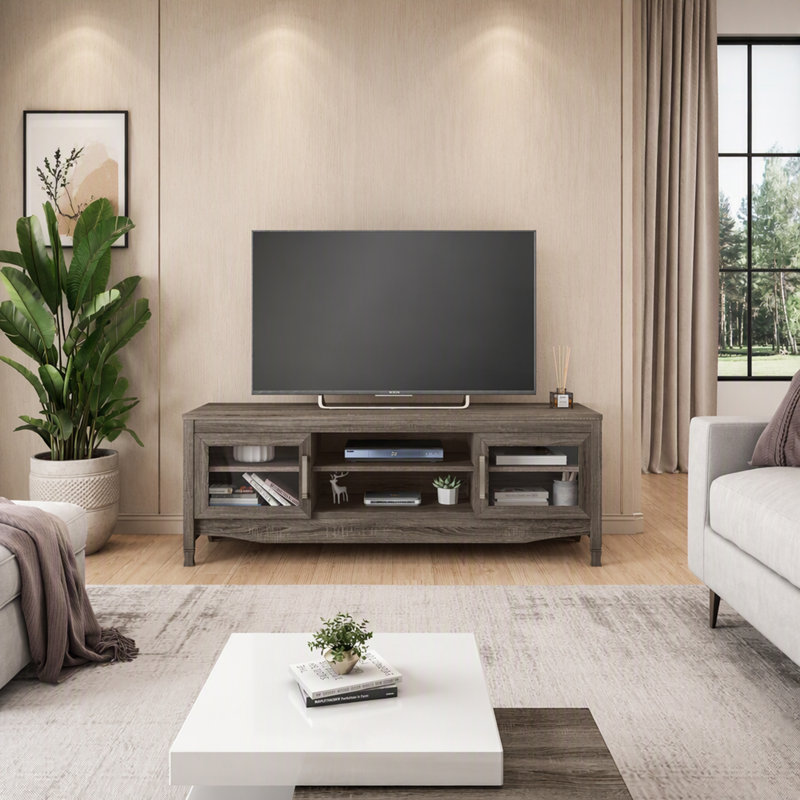 Meuble télé avec rangement et système de gestion des câbles