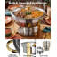 Ensemble de 4 réchauds 5QT pour buffet, ensemble de réchaud rond en acier inoxydable avec couvercles en verre, ensembles de chauffe-plats pour la restauration, les réceptions, les dîners - or et argent