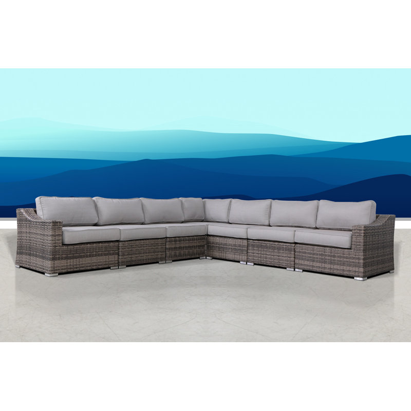 Biles Wicker Fully Assembled 6 - Person Seating Group with Cushions, Mixed Grey