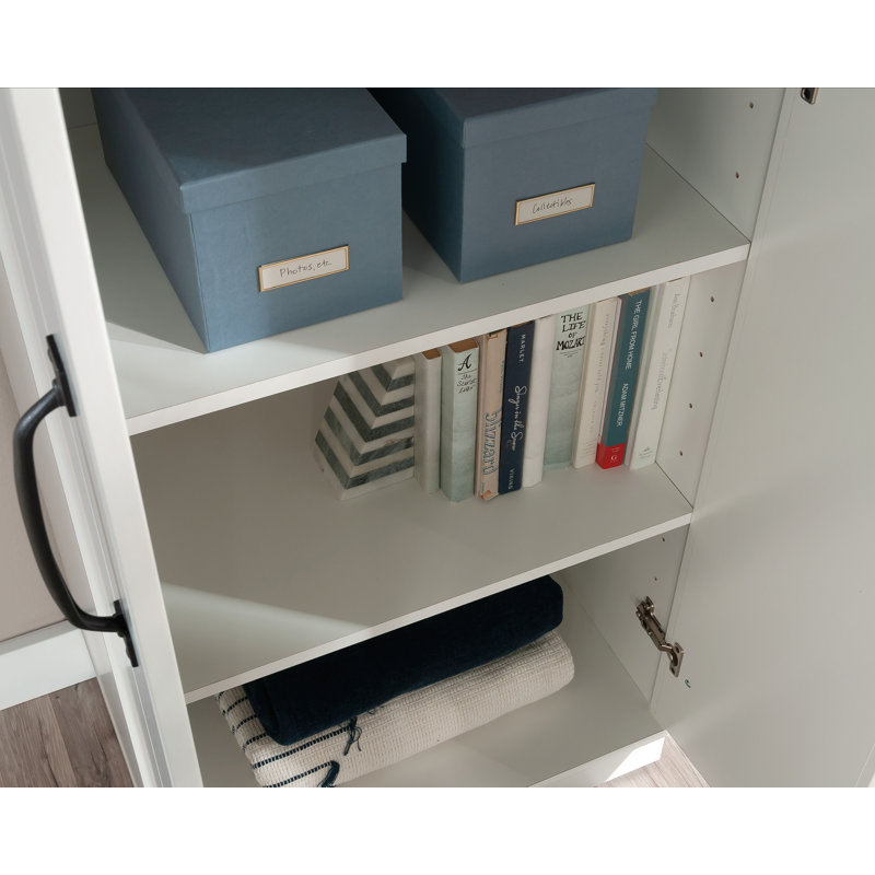 Soft White Tall Kitchen Pantry Cabinet with Adjustable Shelves