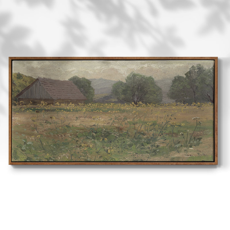 Série paysage - DCCIV - Toile tendue avec châssis, prête à accrocher, H 25 po x l 49 po, Noyer