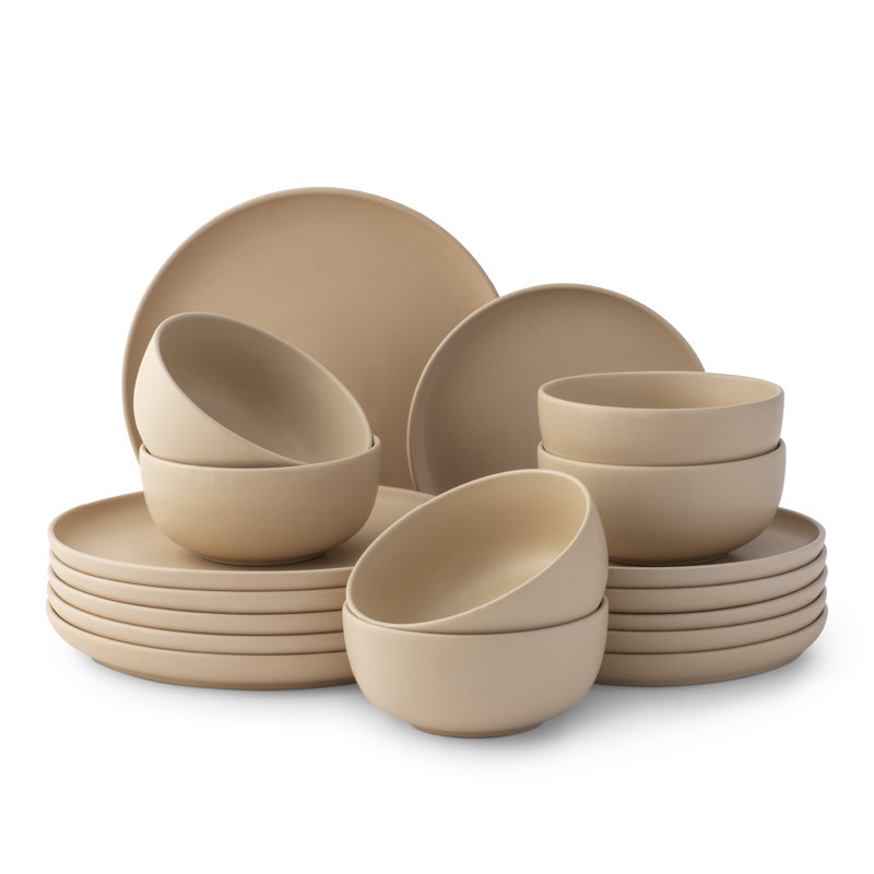 Service de table 18 pièces JoyJolt Mesa, Beige mat