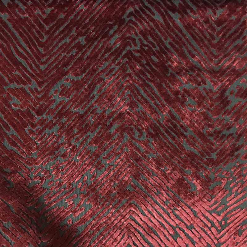 Epic Burnout Velvet Drapery Fabric, Henna