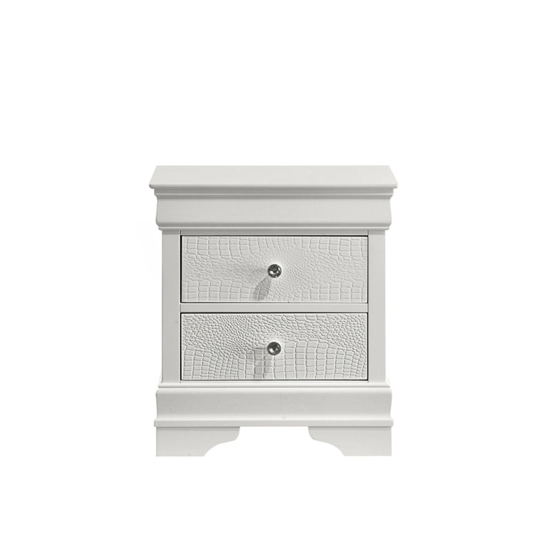 Table de chevet 2 tiroirs de style moderne, Blanc
