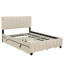 Lit plateforme tapissier en velours avec 2 tiroirs et 1 lit gigogne-1340749850