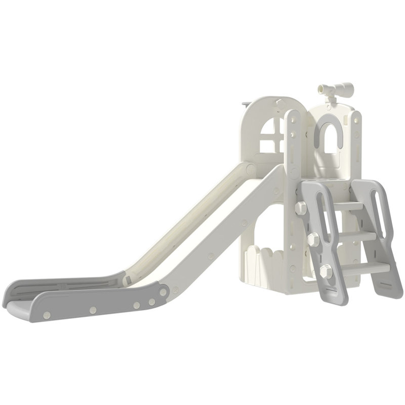 Ensemble de glissade pour tout-petits 6-en-1 avec panier de basketball et télescope pour enfants 1-3 Suteck, White/Gray