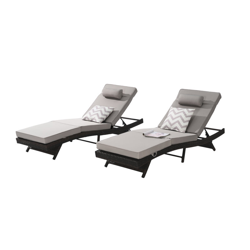 Reclining Chair Pair - All-Weather Pe , Portable, Fits Patio And Garden Outdoor Chairs Gray Cushions, Foldable For Poolside