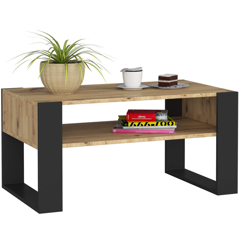 Routenberg Coffee Table with Storage, Black/Oak Artisan