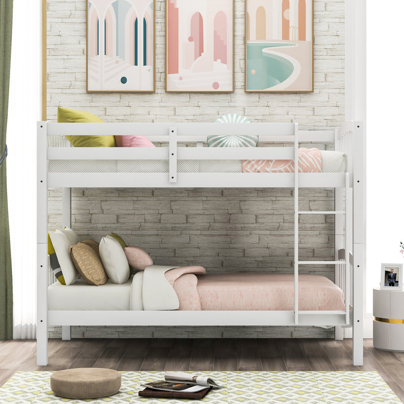 Lit simple superposé au-dessus blanc avec option de plateforme de couchage stable