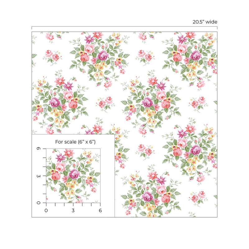Papier peint floral Faheemah, Melon d'eau / bouton d'or