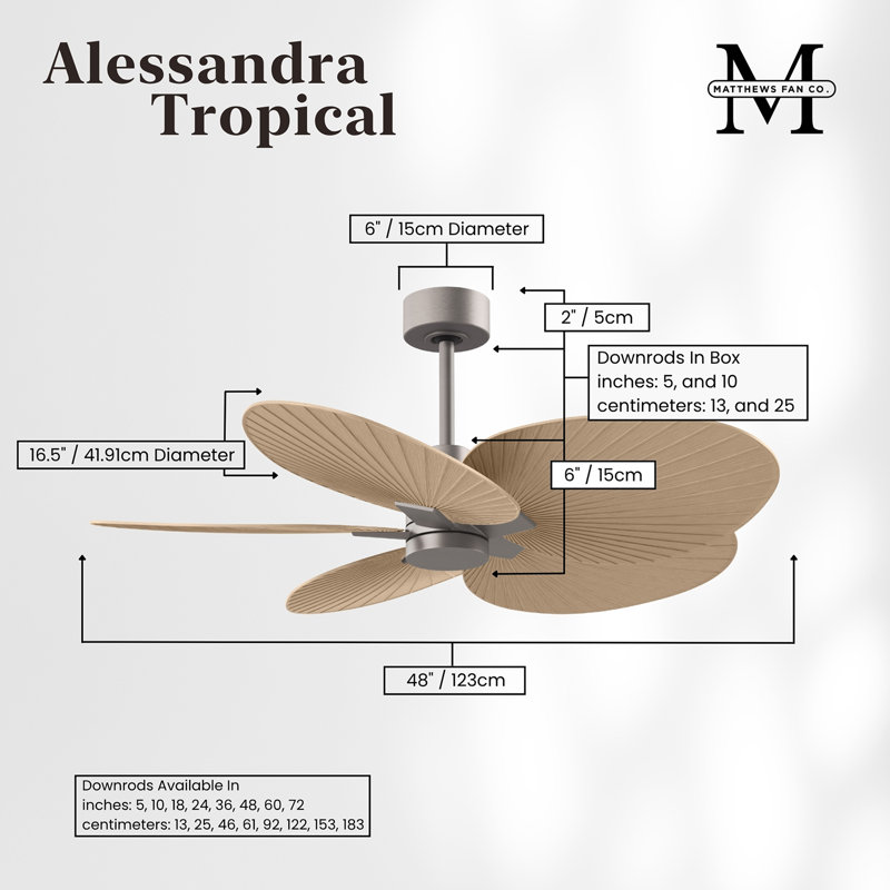 Alessandra - Five Blade Ceiling Fan, Light Maple Tone, Brushed Nickel