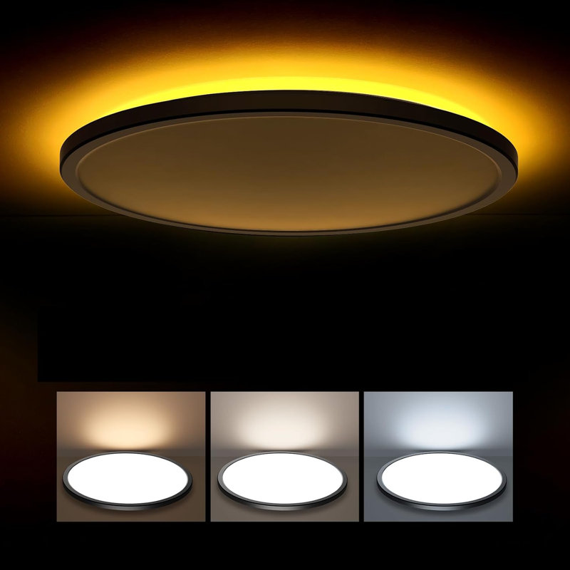 Plafonnier encastré à intensité variable avec veilleuse à DEL, Noir, H 0,98 po x l 15,4 po x P 15,4 po
