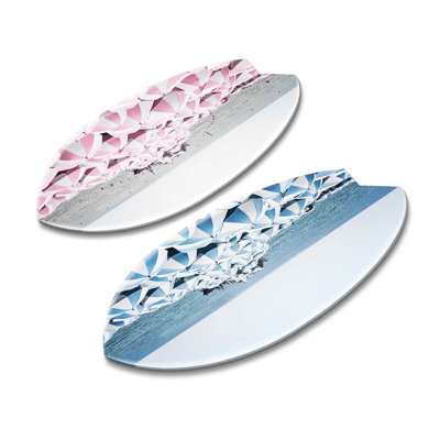 Umbrella Beach Skimboard Set of 2 Acrylic by Oliver Gal