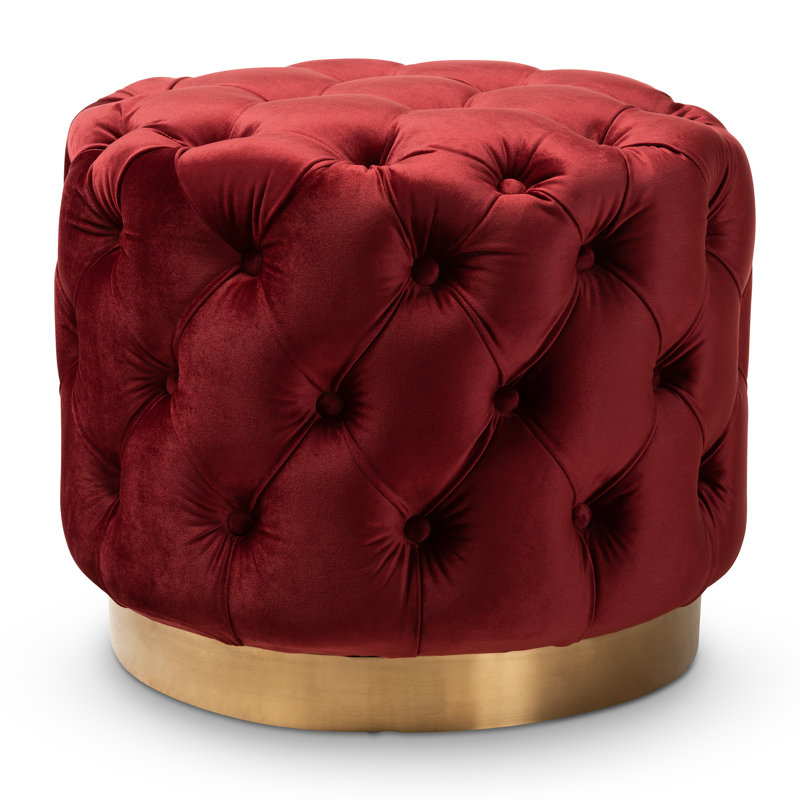 Repose-pieds capitonné Kylaya Glam, rouge