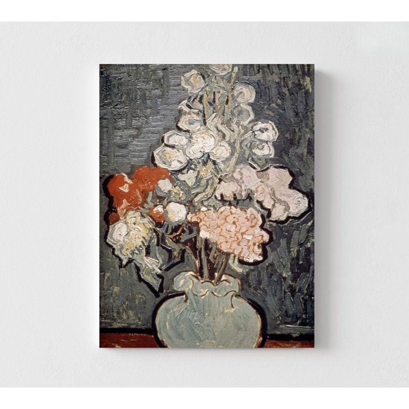 Nature morte: Vase avec des roses-mauves par Vincent Van Gogh, impression de peinture de nature morte, impression de peinture florale, art de fleur blanche, roses Art Decor