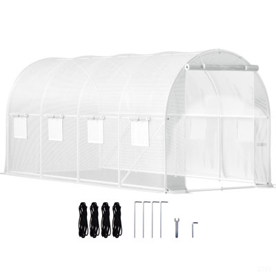 Walk-In Tunnel Greenhouse, Portable Plant Hot House W/ Galvanized Steel Hoops