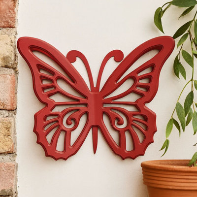 Plaque murale en bois avec découpes, rouge