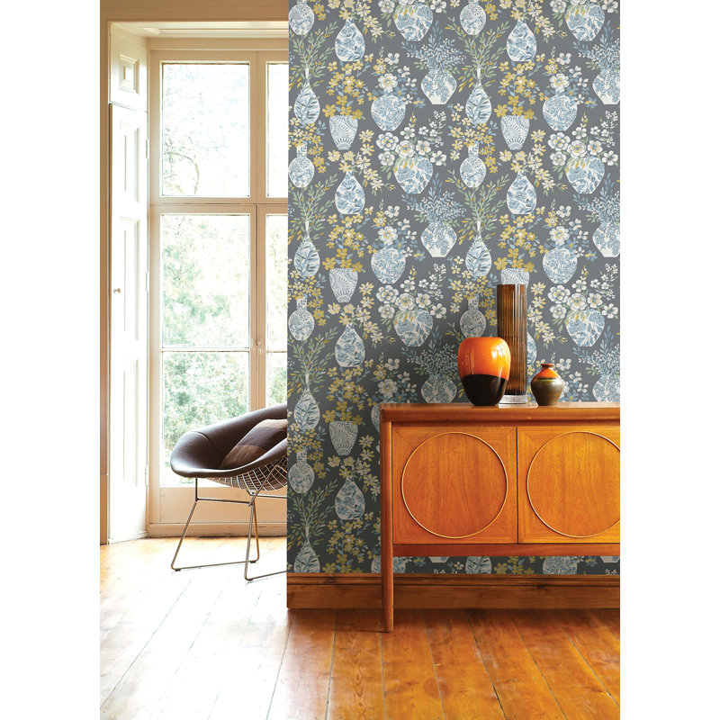 Richerson Floral Wallpaper Double Roll, Gray