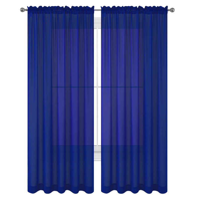 Godbey Sheer Curtain Pair, 57" W x 63" L, Royal Blue