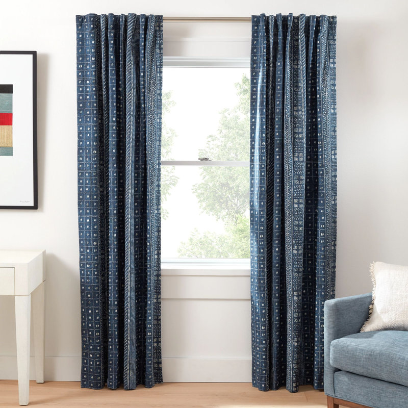 Kodi Batik Indigo Curtain Panel, 55" W x 108" L