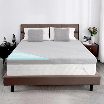  Firm Mattress Topper Twin, Memory Foam Mattress Topper Cooling Gel Charcoal Bed Topper For Pain Relief, High Density Firm Mattress Pad With Removable Cover