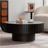 Table basse ronde en bois fabriquée à la main | Table à thé décorative robuste pour le salon, base de piédestal