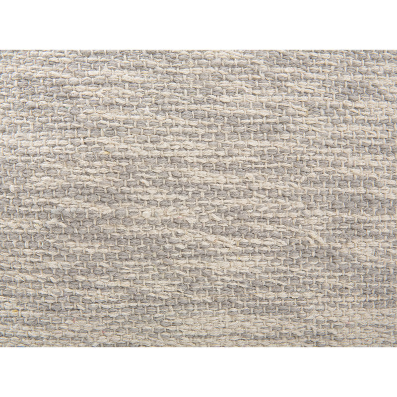 Letian 40cm Wide Square Striped Pouf Ottoman, Light Grey