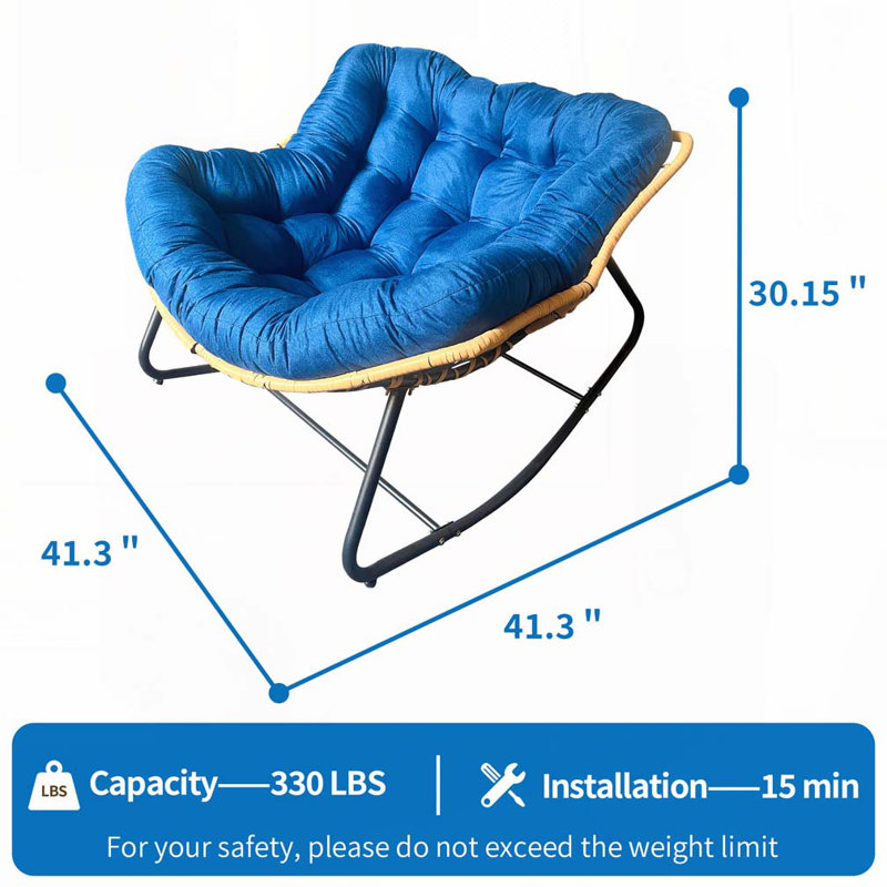 Chaise berçante d'extérieur, chaise berçante de patio, Bleu très foncé