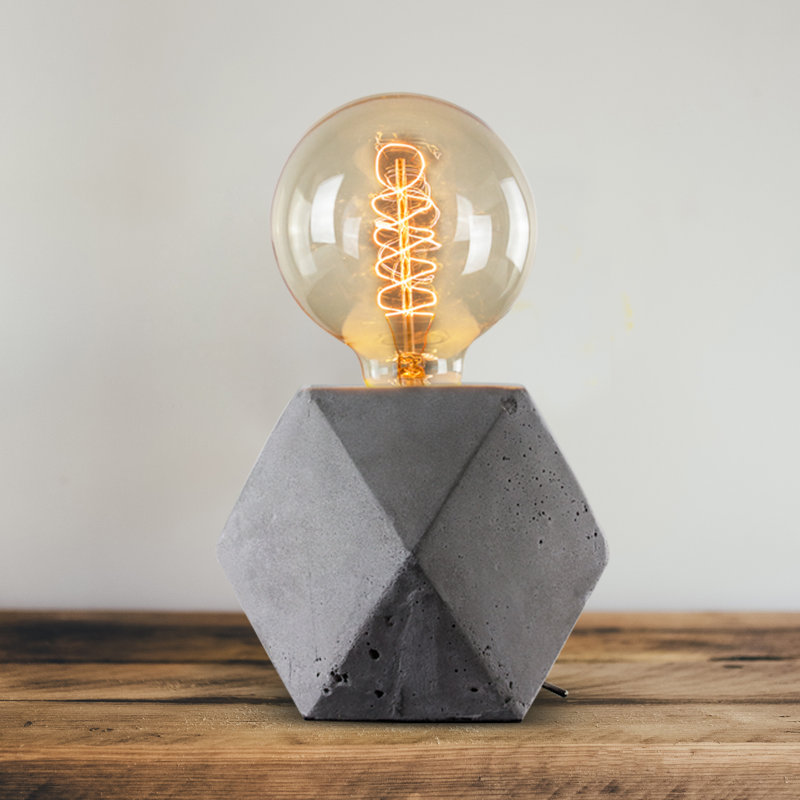 Concrete Novelty Lamp, 9" H x 8.5" W x 8.5" D