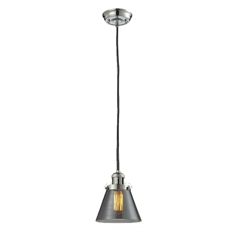 Hanlon 1 - Light Single Pendant, 3.5 Watt Vintage LED Bulb, Smoked, Polished Nickel