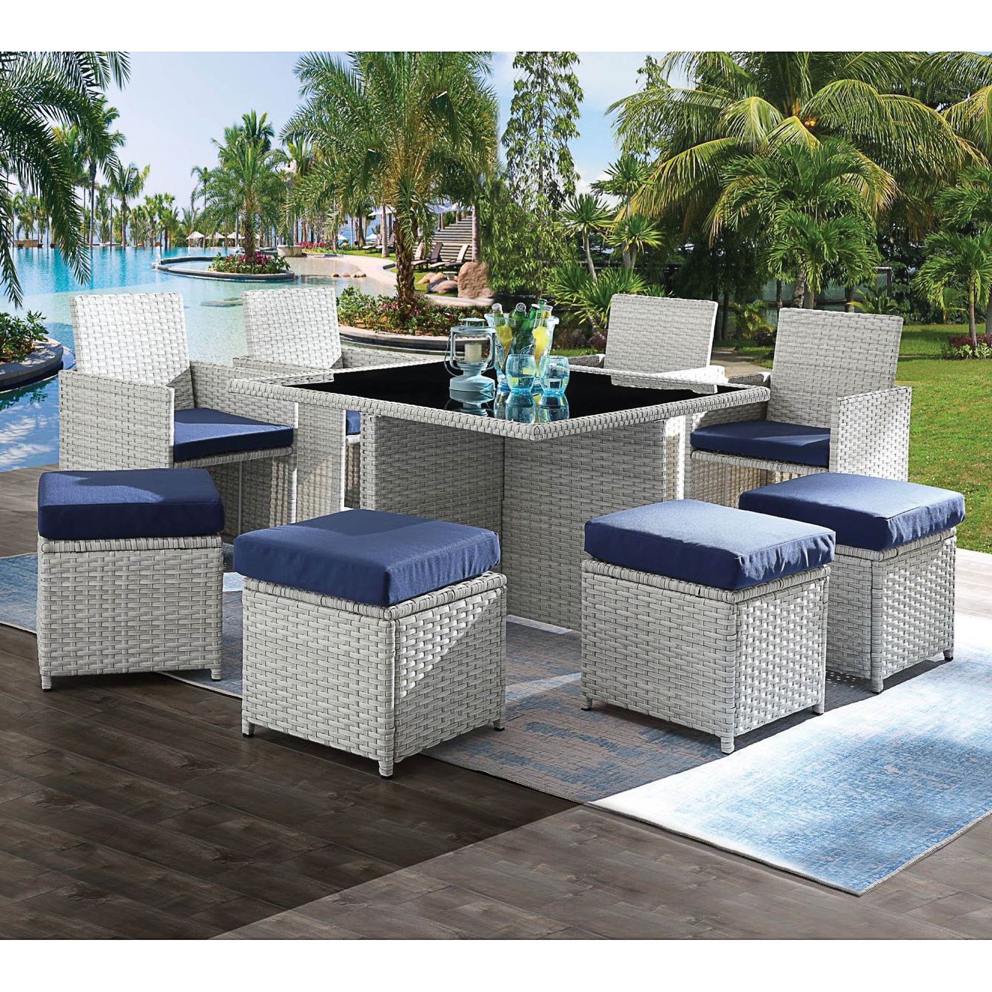 Latitude Run® 9 Piece Patio Seating Group with Cushions,Rattan Sofa