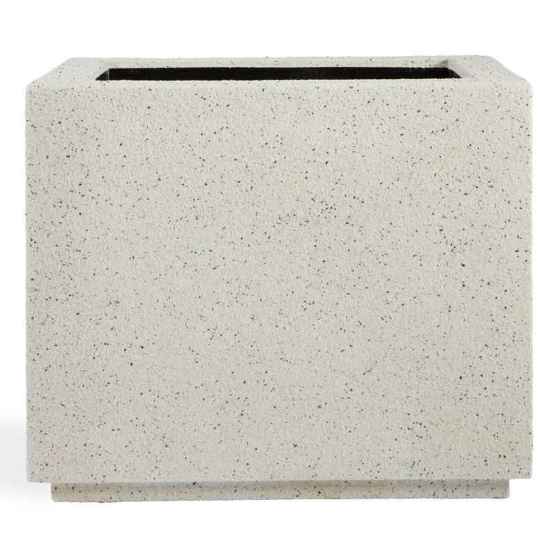 Gita Large Lightweight Outdoor 23" x 23" x 19" Square Planter Box, White Granite
