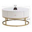 Table basse ronde 31,5 po avec tiroirs, table d'appoint avec rangement