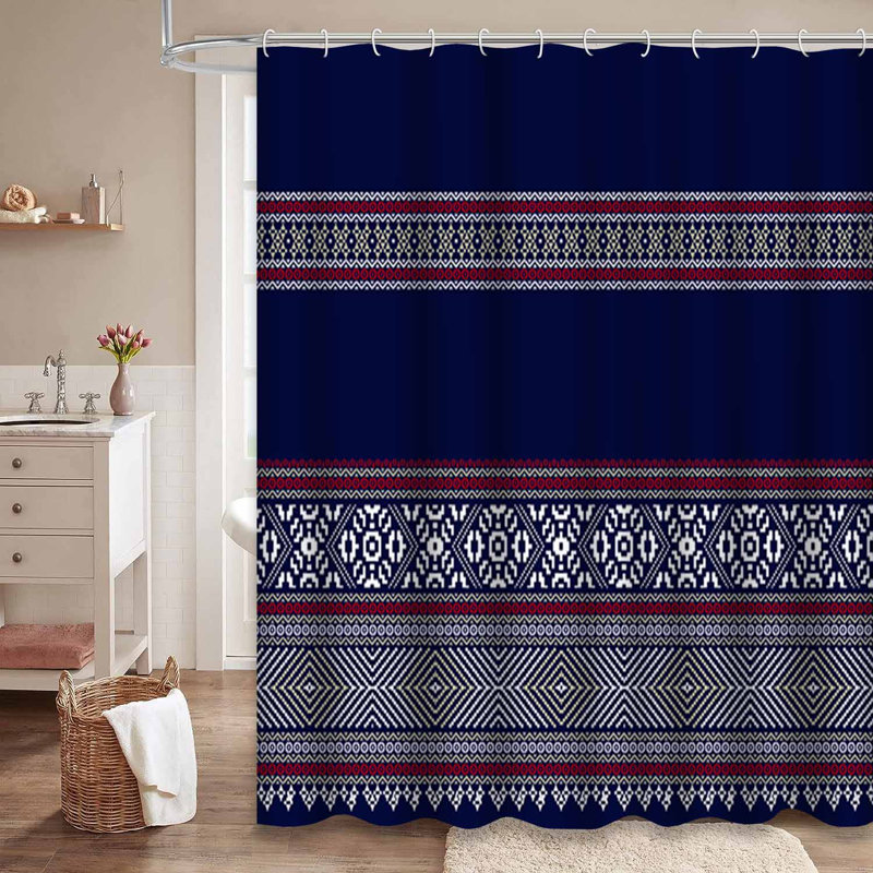 Rideau de douche imperméable à motif géométrique abstrait aztèque à 12 crochets, L 72 po x l 72 po