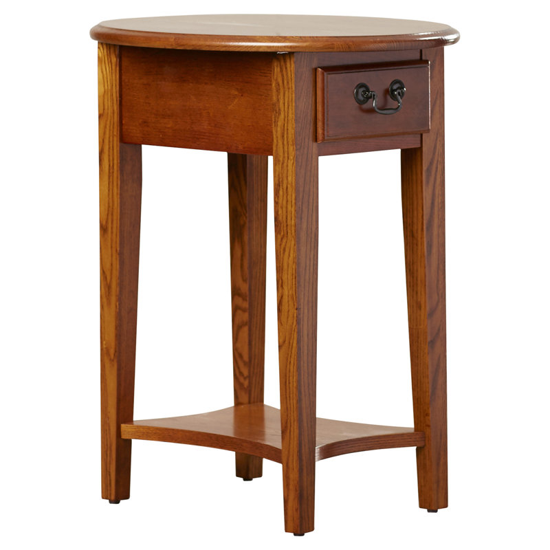 Oval Solid Wood Side Table, Medium Oak