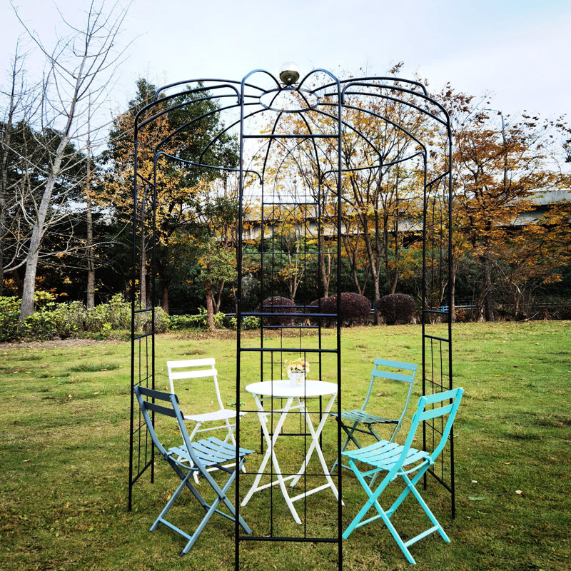 Pavillon de jardin en fer 81,3 po x 114,2 po, arche de jardin, noir, écaillage