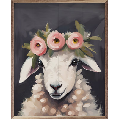 Mouton avec couronne de fleurs noire