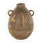 Anelis Ceramic Antique Style Distressed Decorative Brown Vase with Grooves and Handles