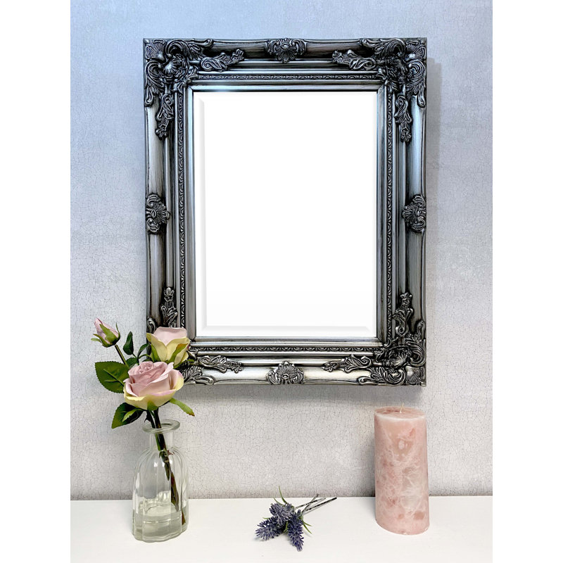 Jiminez Lightweight Hardwood Rectangle Mirror, Antique Silver