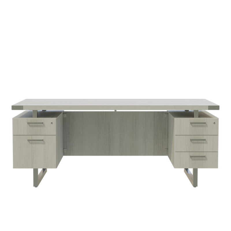 Bureau autoportant Mirella, BBB / BF, Bois de frêne blanc