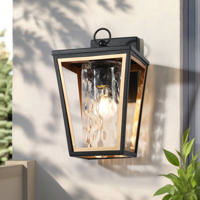 Alexia 1-Light Dimmable Wall Light with Hammered Glass Shade