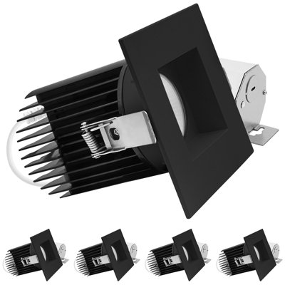 LUXRITE 4" LED Recessed Light, Regressed Canless Spotlight, 5CCT, 60º, 22W, 1700LM, Interchangeable Square Black Trim Dimmable Wet & IC Rated 4 Pack