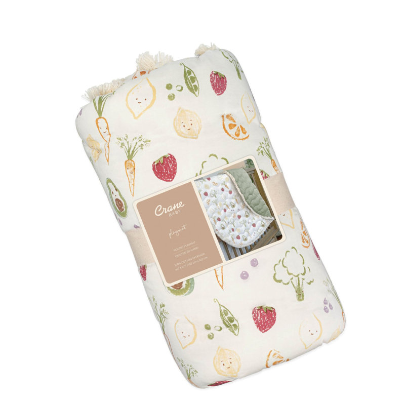 Clementine Fruits & Veggies Cotton Quilted Baby Play Mat