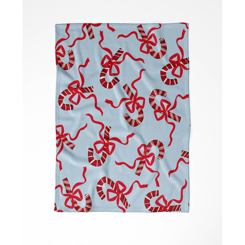 Jeté en velours de coton Candycanes & Bows, L 80 po x l 60 po, Argent argent