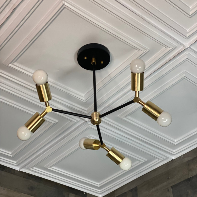 Lustre géométrique moderne Stess, Laiton noir
