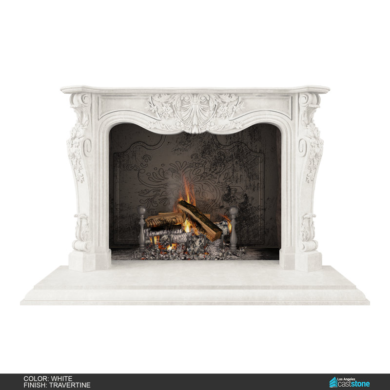 Athena Fireplace Surround, Travertine White