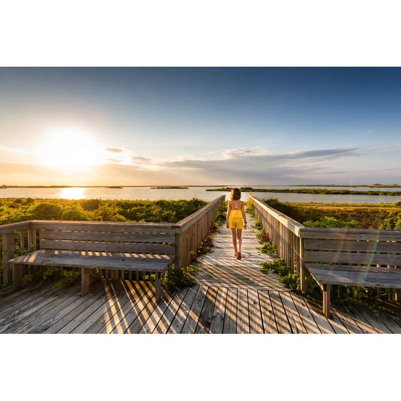 Children Visiting Pea Island by Ferrantraite, 8" H x 12" W