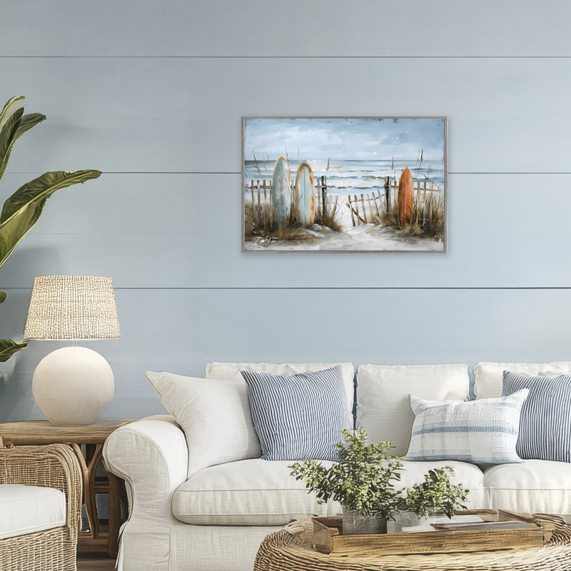 «Coastal Surf Summer View», estampe numérique, design par LSR Creative Studio, Estampe numérique Farmhouse, H 20 po x l 30 po